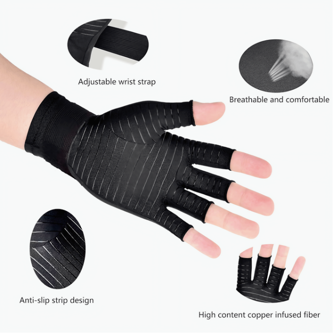 "Copper Fiber Half Finger Gloves"