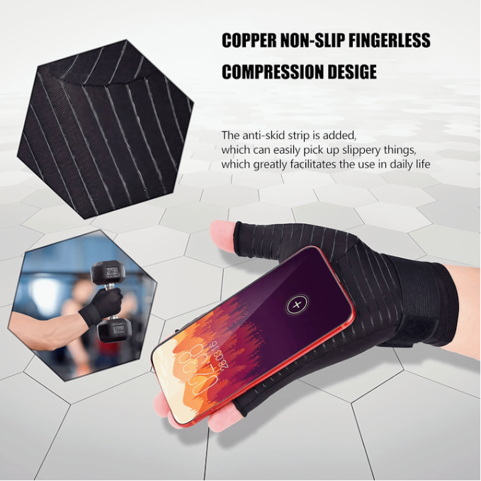 "Copper Fiber Half Finger Gloves"